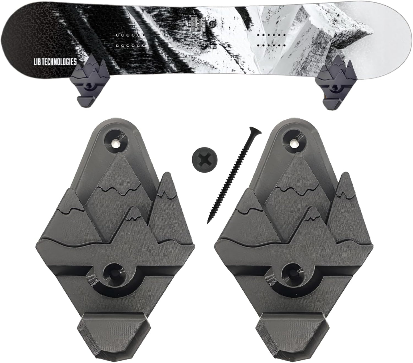 Space-Saving Snowboard Wall Mount - Black