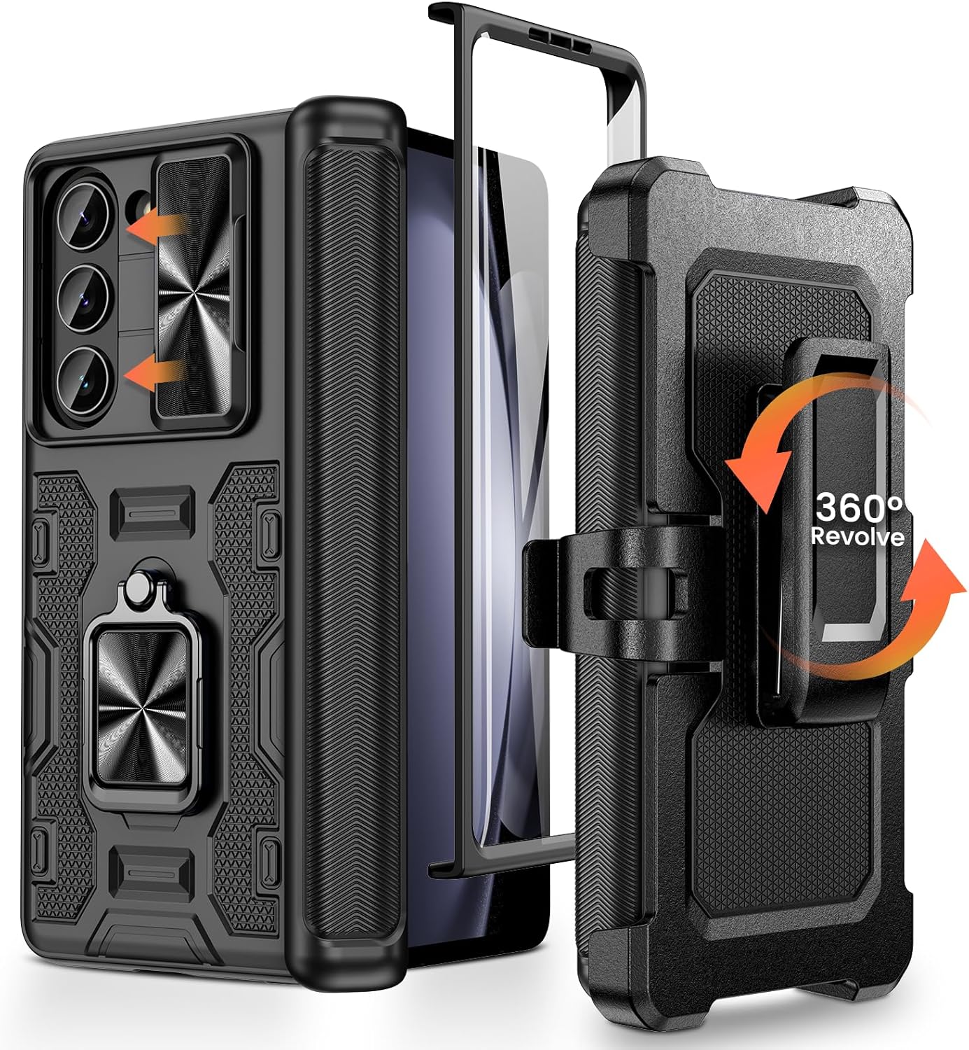 Caka Galaxy Z Fold 5 Case with Kickstand & Camera Cover