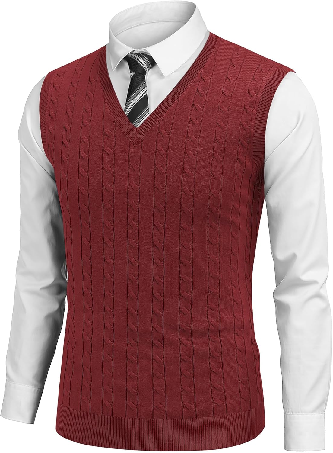 COOFANDY Men's Sweater Vest Slim Fit V Neck Pullover Style