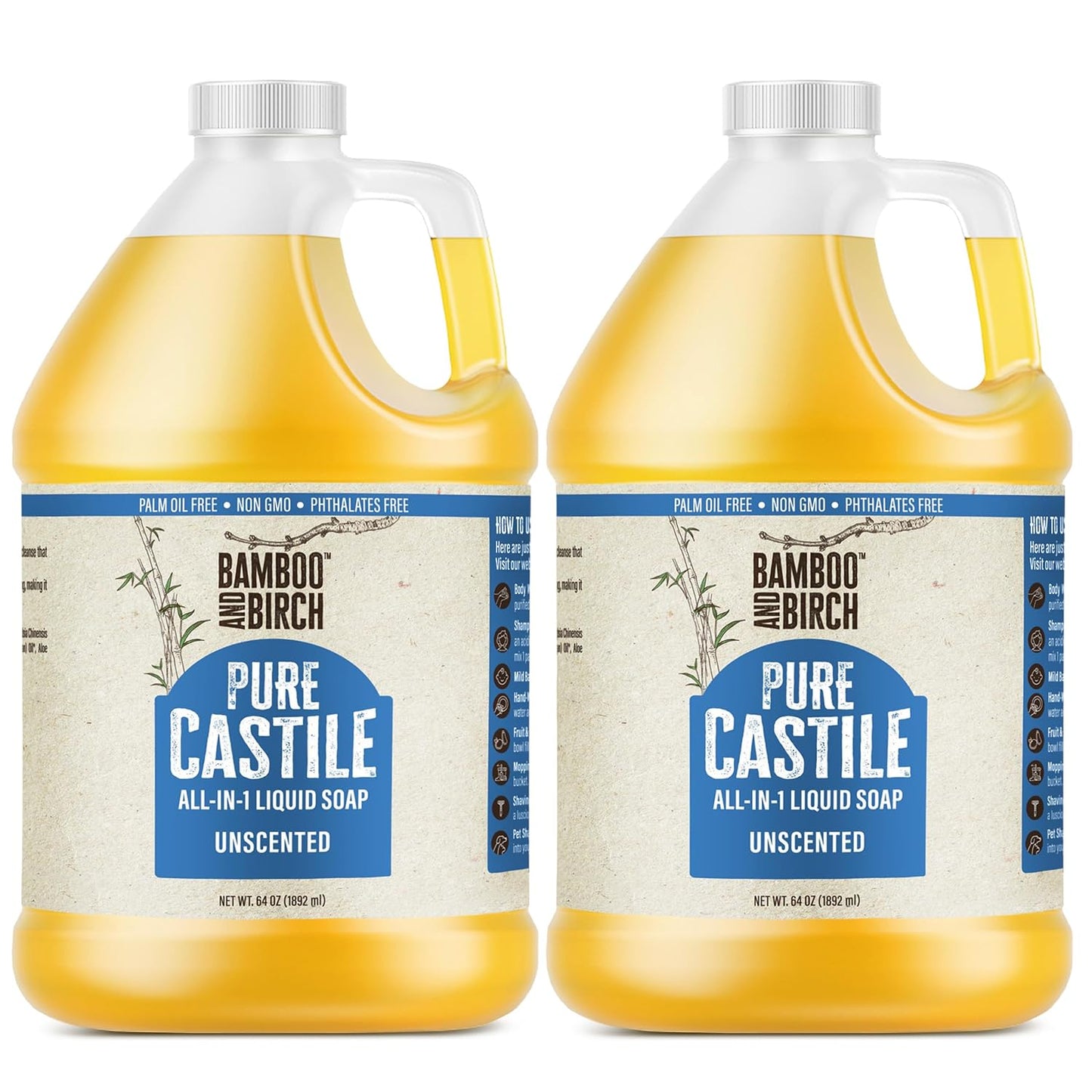 Bamboo & Birch Pure Castile Soap Liquid - Natural & Versatile