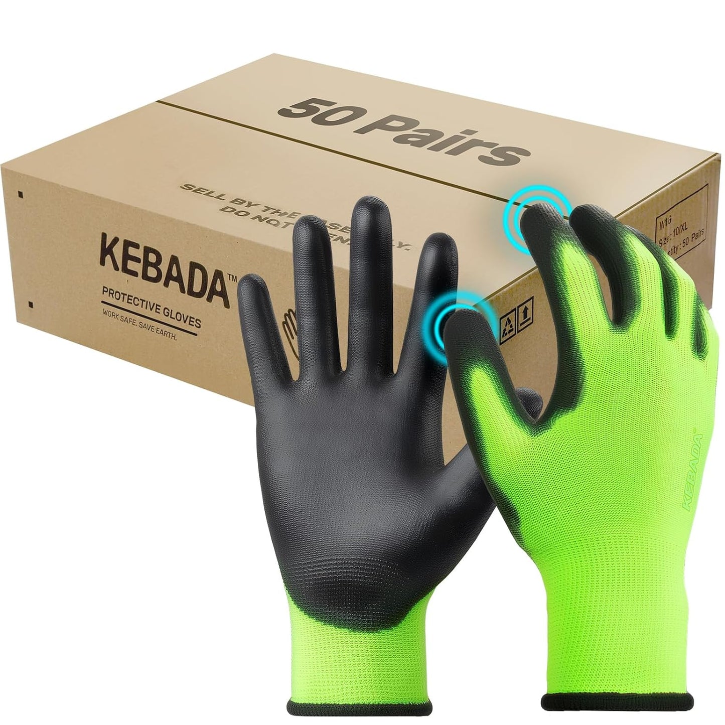 Kebada W1 Work Gloves for Men and Women, Touchscreen Grip