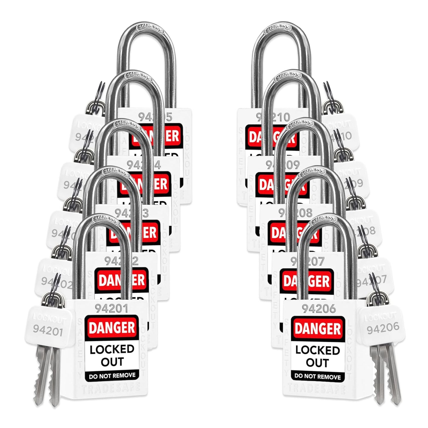 TRADESAFE Lockout Tagout Locks Set - 10 OSHA Compliant Locks