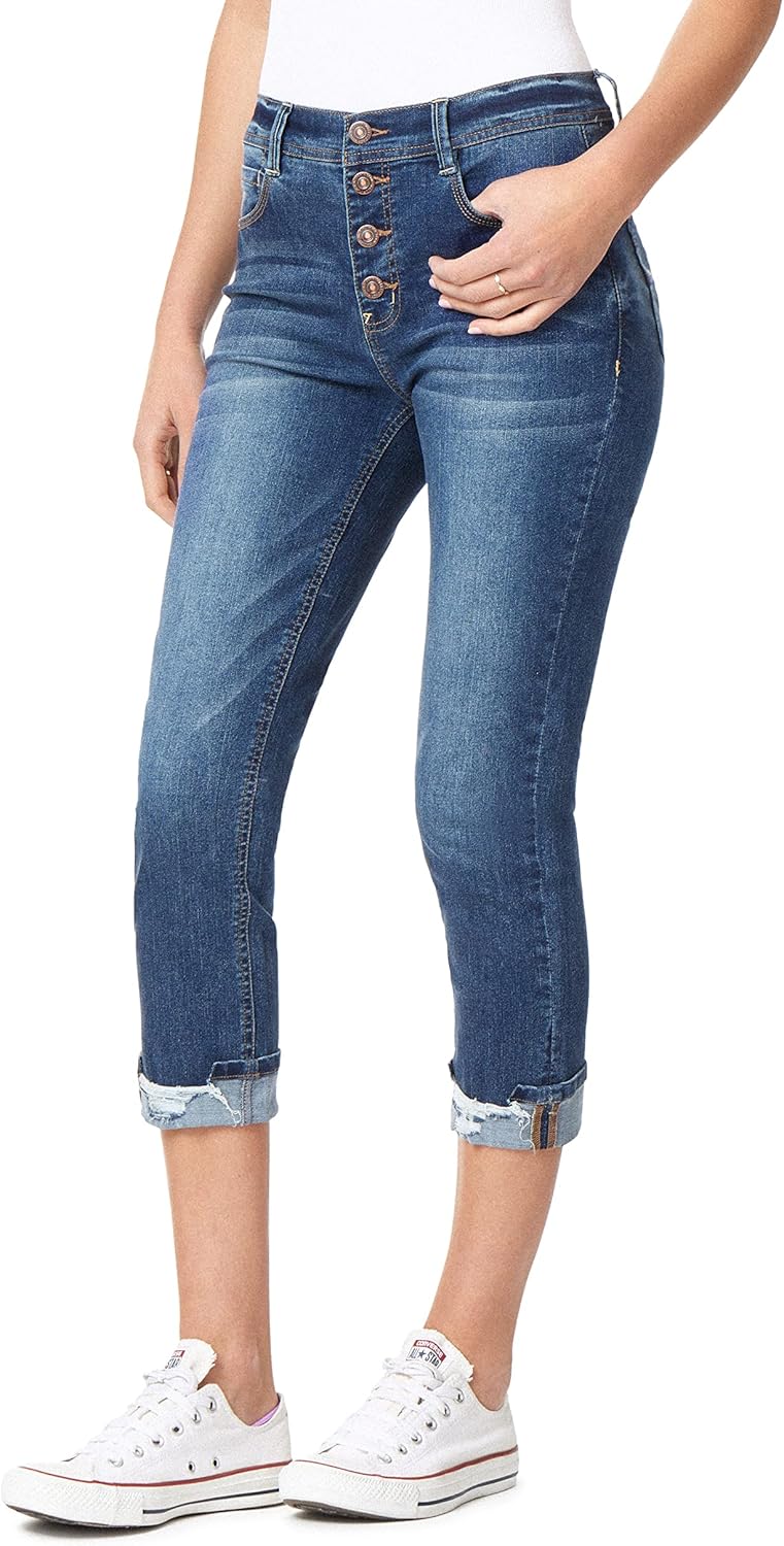WallFlower Women's Flirty Curvy Crop High-Rise Jeans for All