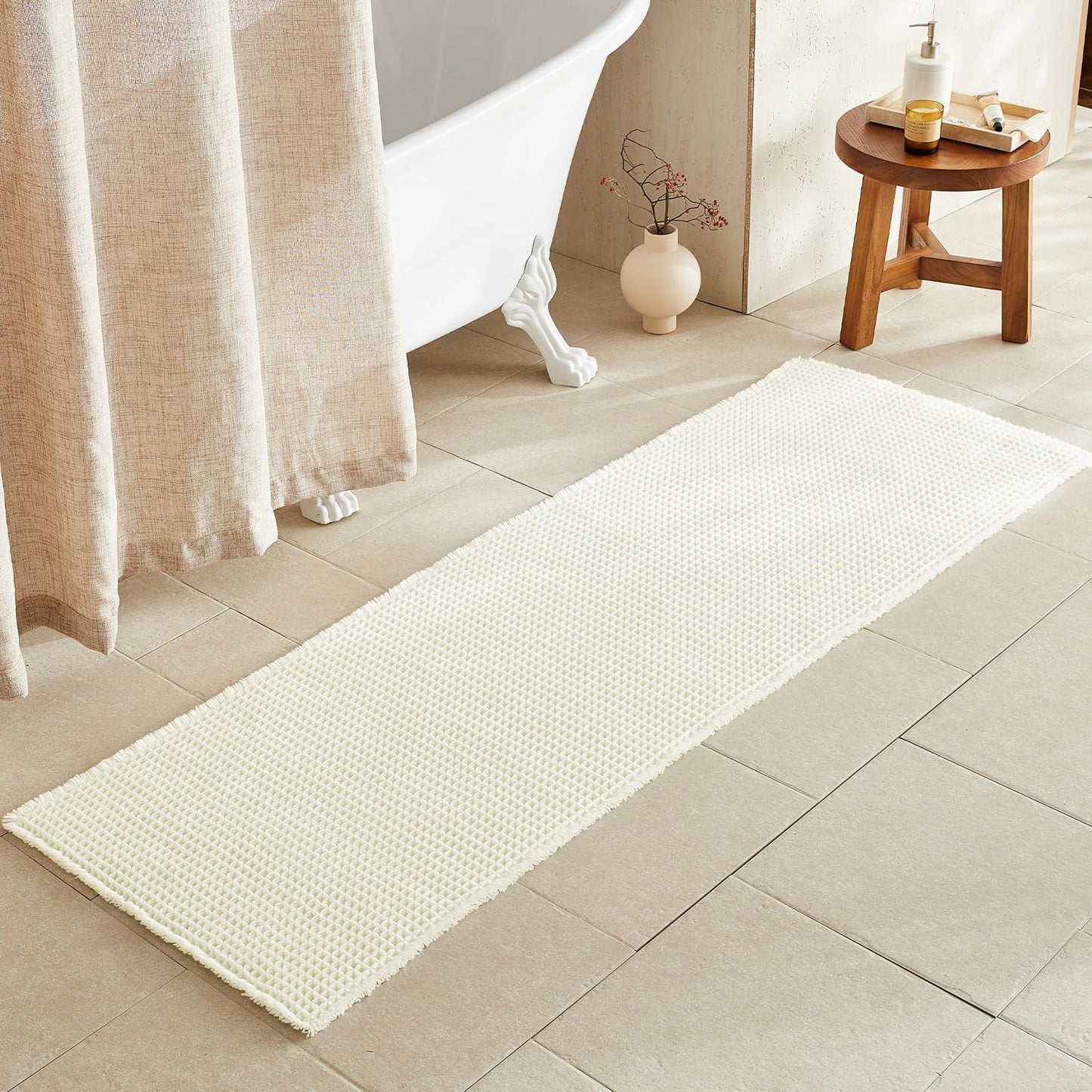 Cream White Long Bathroom Rugs for a Cozy Spa-Like Retreat