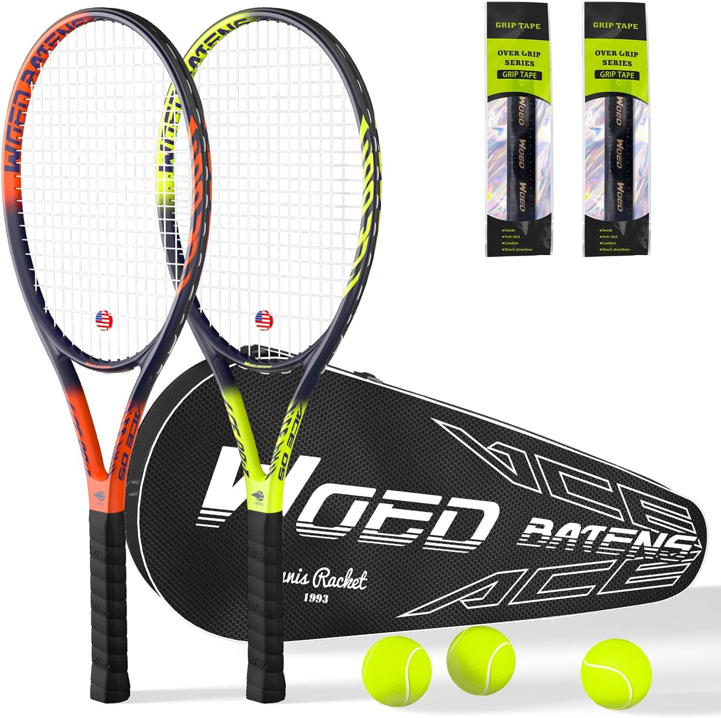 Pro Tennis Racket for Adults with 3 Balls and Accessories