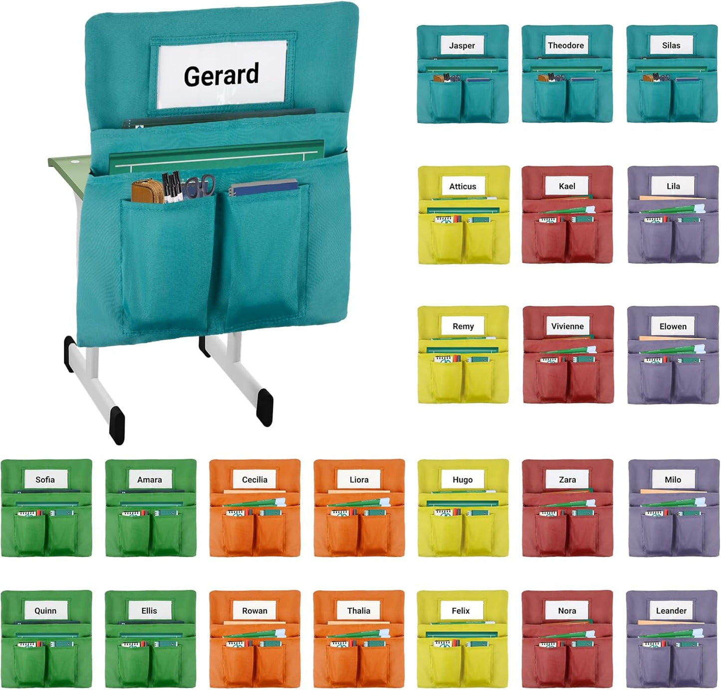 24 Pack Chair Pockets for Classrooms - Versatile Storage Solution