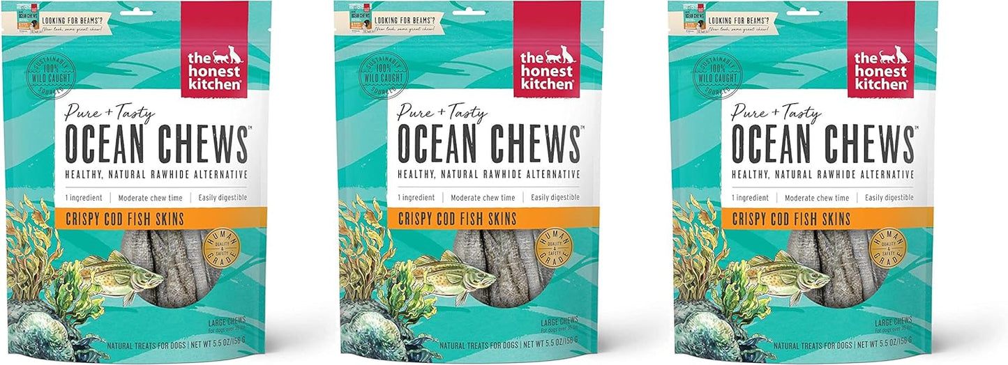 Crispy Cod Fish Skins Ocean Chews for Dogs - 3 Pack Treats