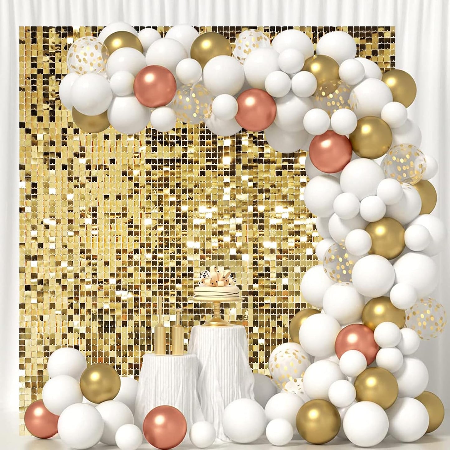 Light Gold Shimmer Wall Backdrop for Stunning Party Decor