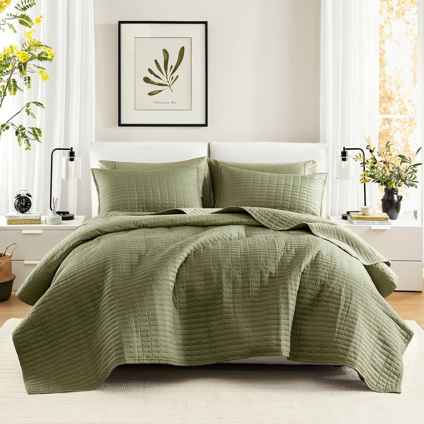Comfort Spaces Queen Quilt Set Modern Reversible Plaid Coverlet