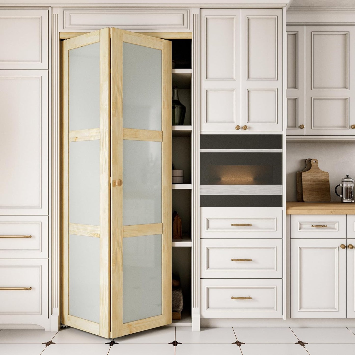 Bifold Doors with 3-Lite Tempered Frosted Glass for Closets