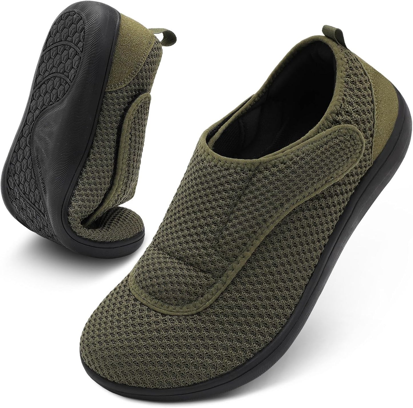 Mens Walking Shoes Wide Diabetic Adjustable Shoes for Comfort