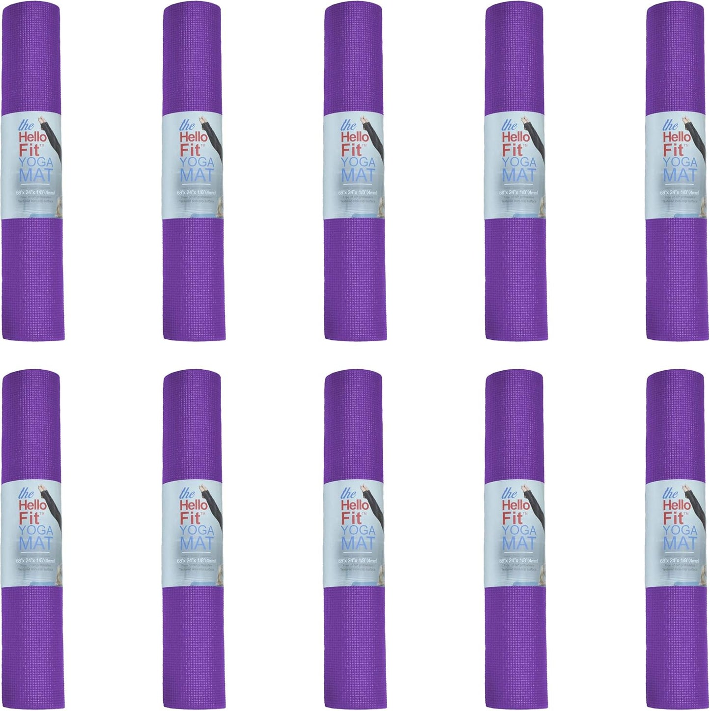 10-Pack Non-Slip Yoga Mats - Bulk Fitness Essential