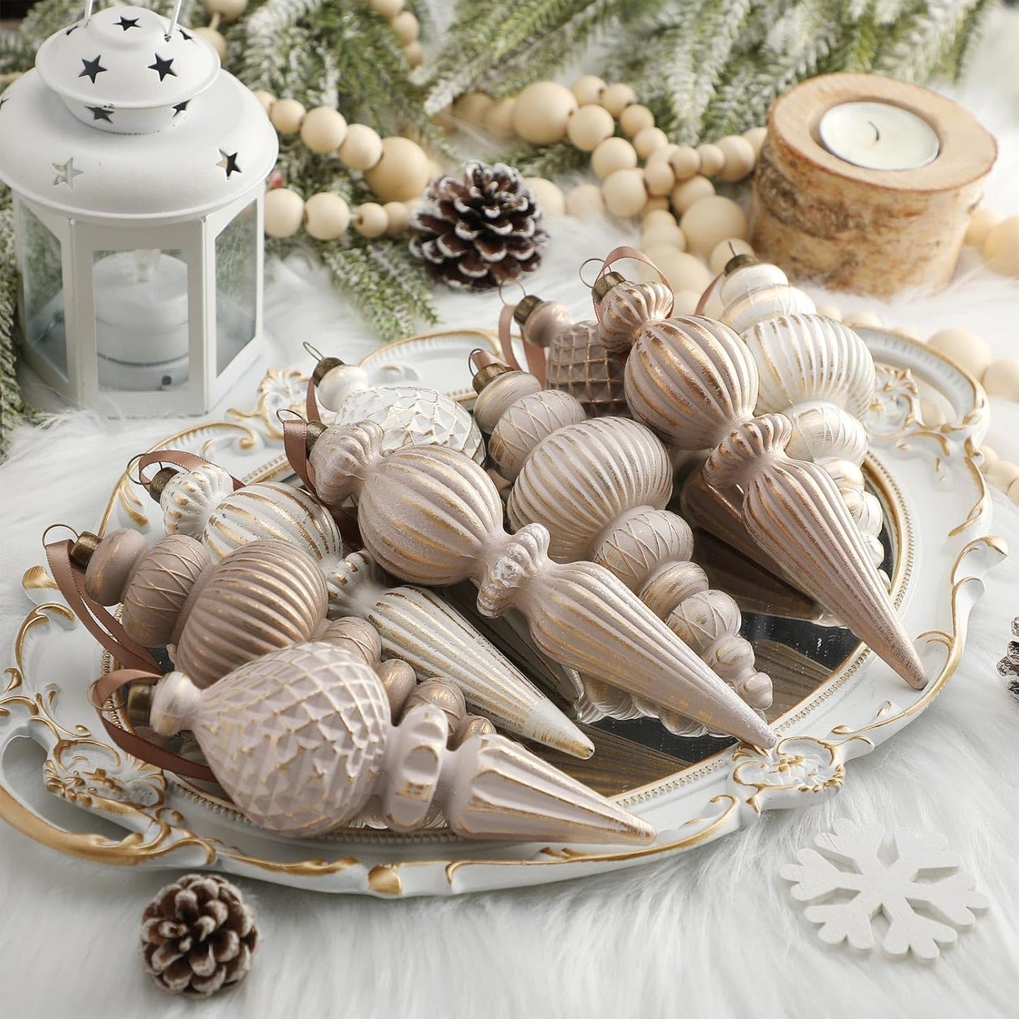 Yunlly 18 Pcs Neutral Christmas Ornaments for Festive Decor