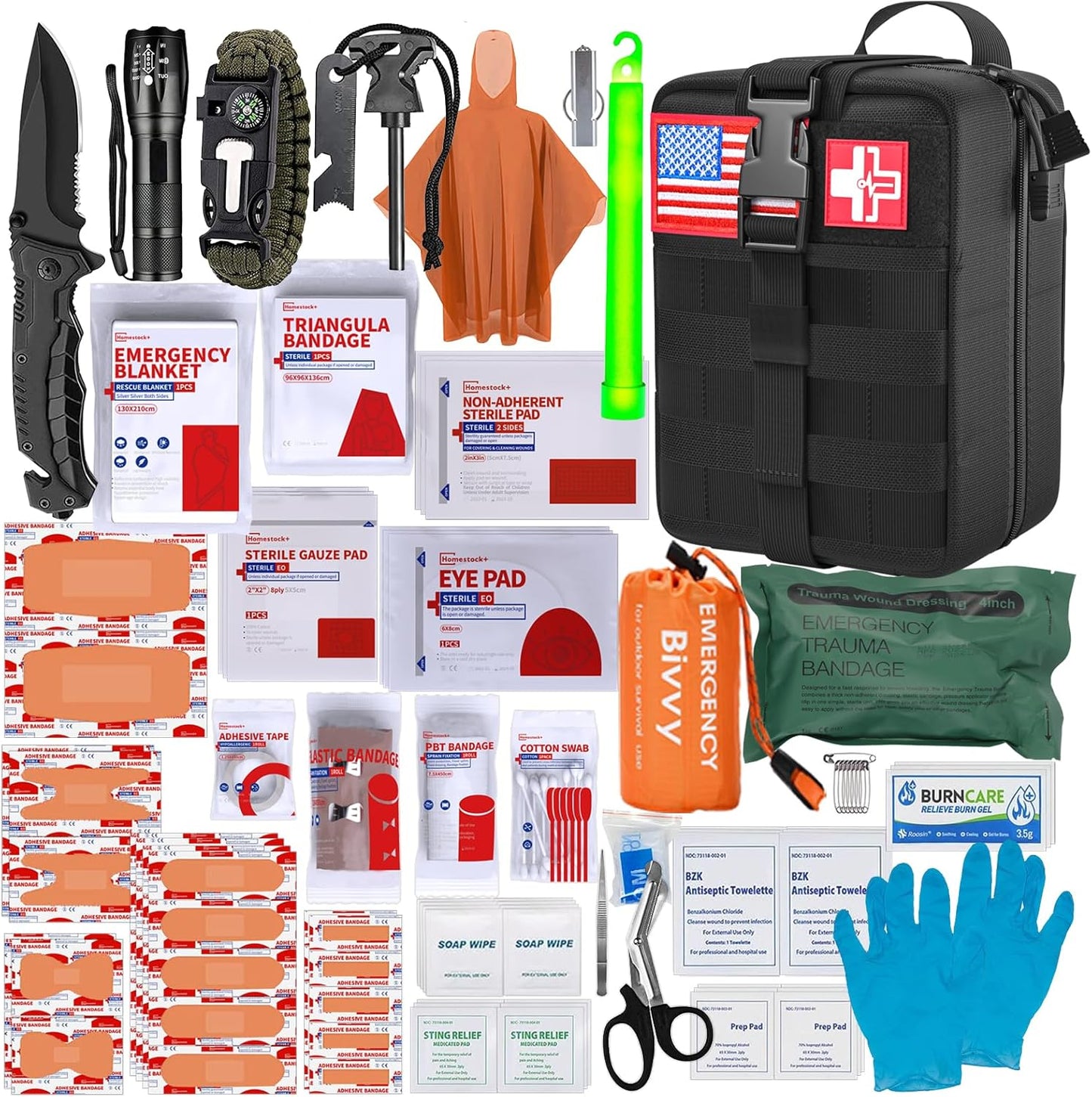 Survival Gear First Aid Kit, Military Grade Molle System