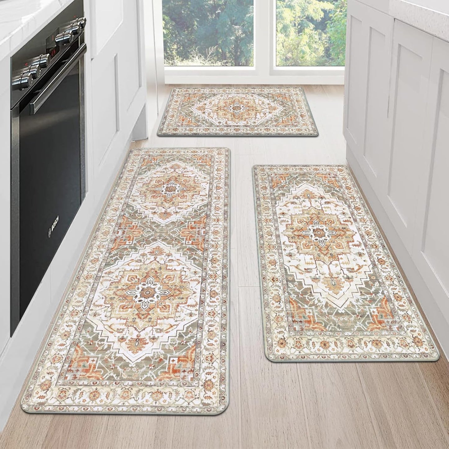 Cushioned Kitchen Rug Sets 3 Piece Anti Fatigue Comfort Mats