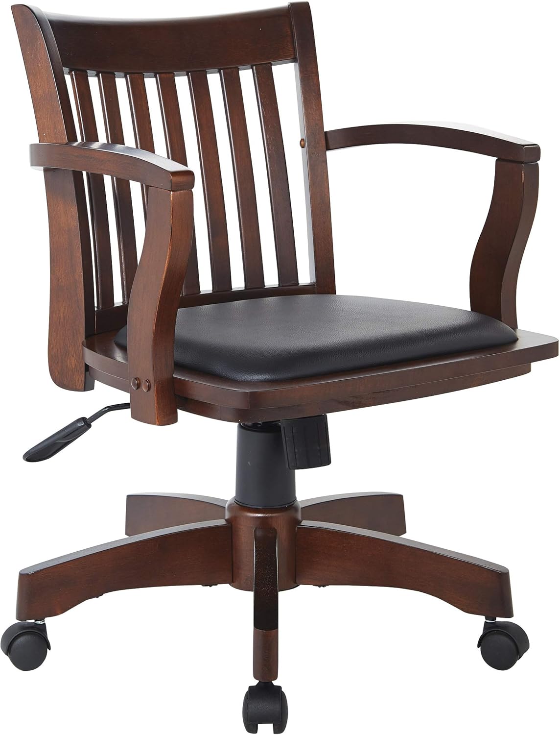 Deluxe Wood Banker's Chair: Adjustable Height, Tilt, Espresso Finish