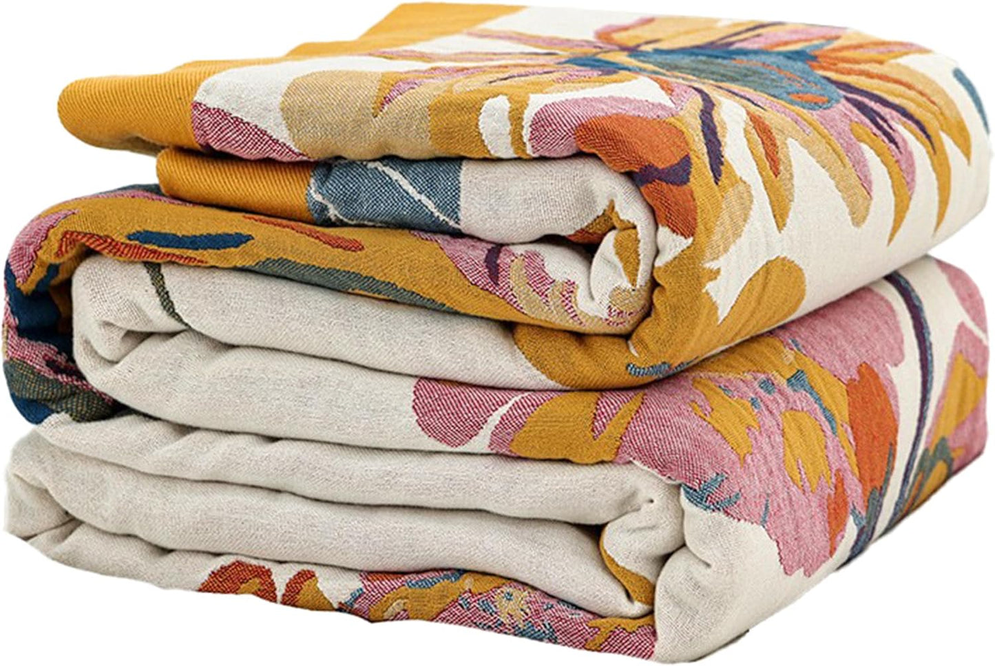 Boho Throw Blanket for Bed 80x90, Ultra Soft Cotton Quilt