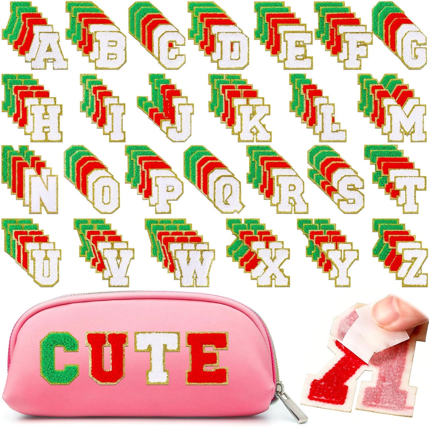 Yilloog 156 Pcs Glitter Self Adhesive Letters for Clothing Patches