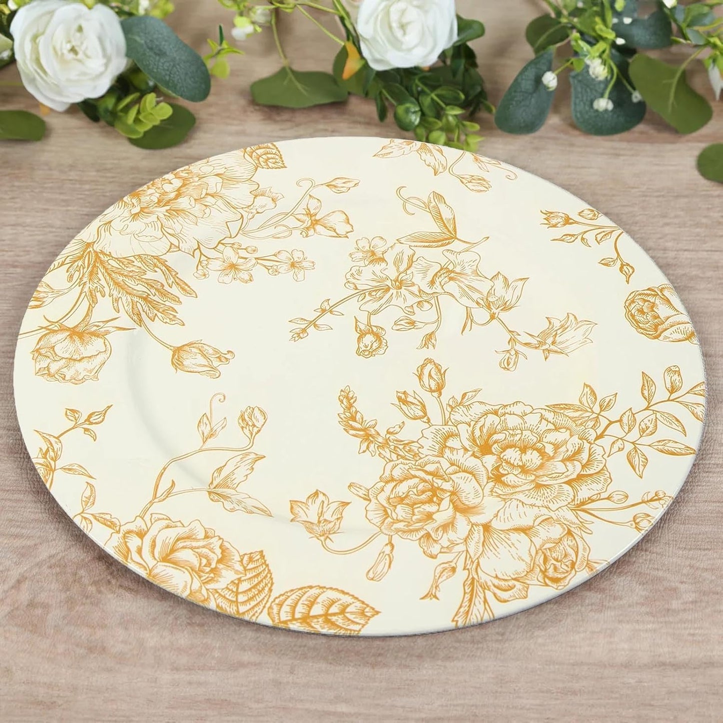 Dazzle with 13 Gold Floral Charger Plates - Set of 12