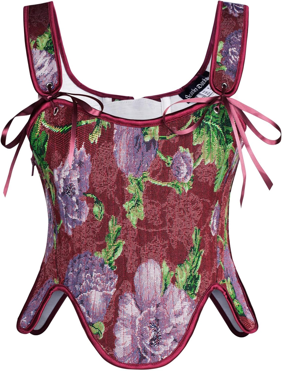 Renaissance Floral Lace Up Corset Bustier Tops for Women