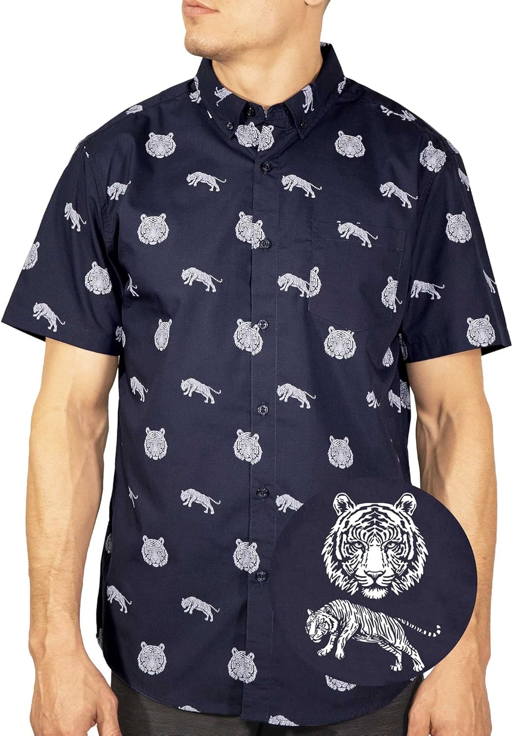Mens Short Sleeve Button Down Novelty Print Shirts for Summer