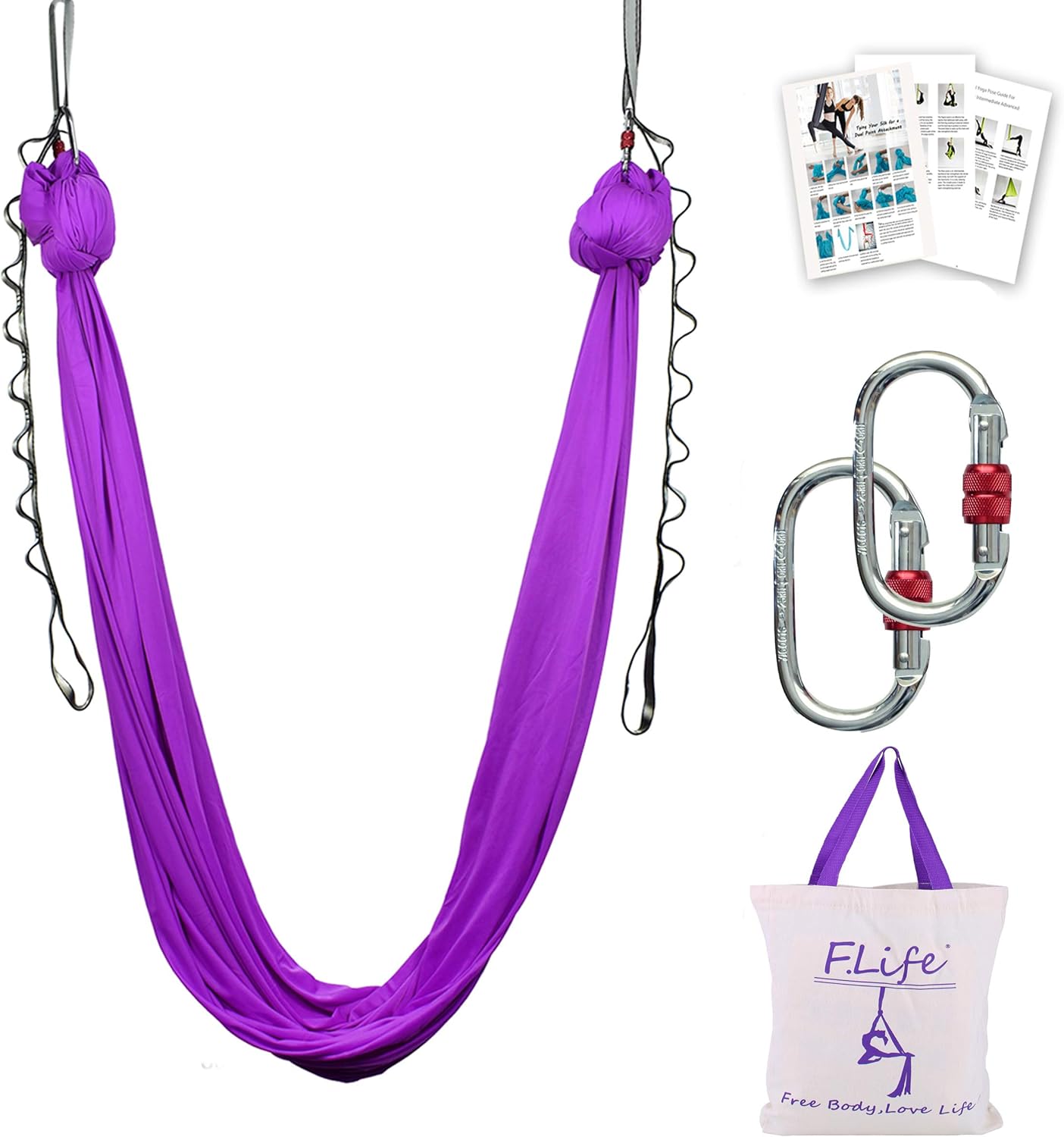 F.Life Aerial Silk Yoga Hammock for Inversion and Strength Training