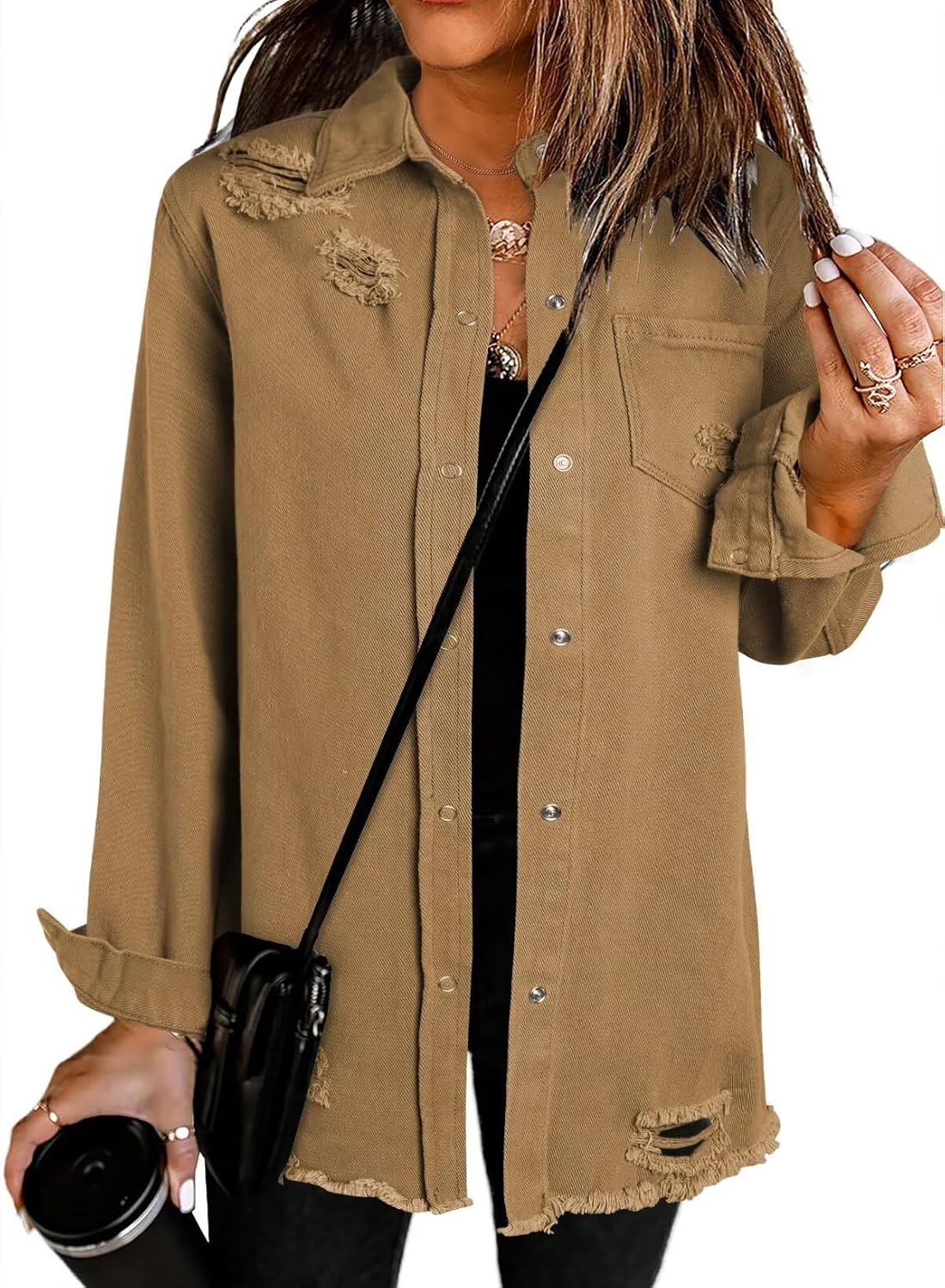 Dokotoo Women's Oversized Denim Jacket for Casual Fall Outfits