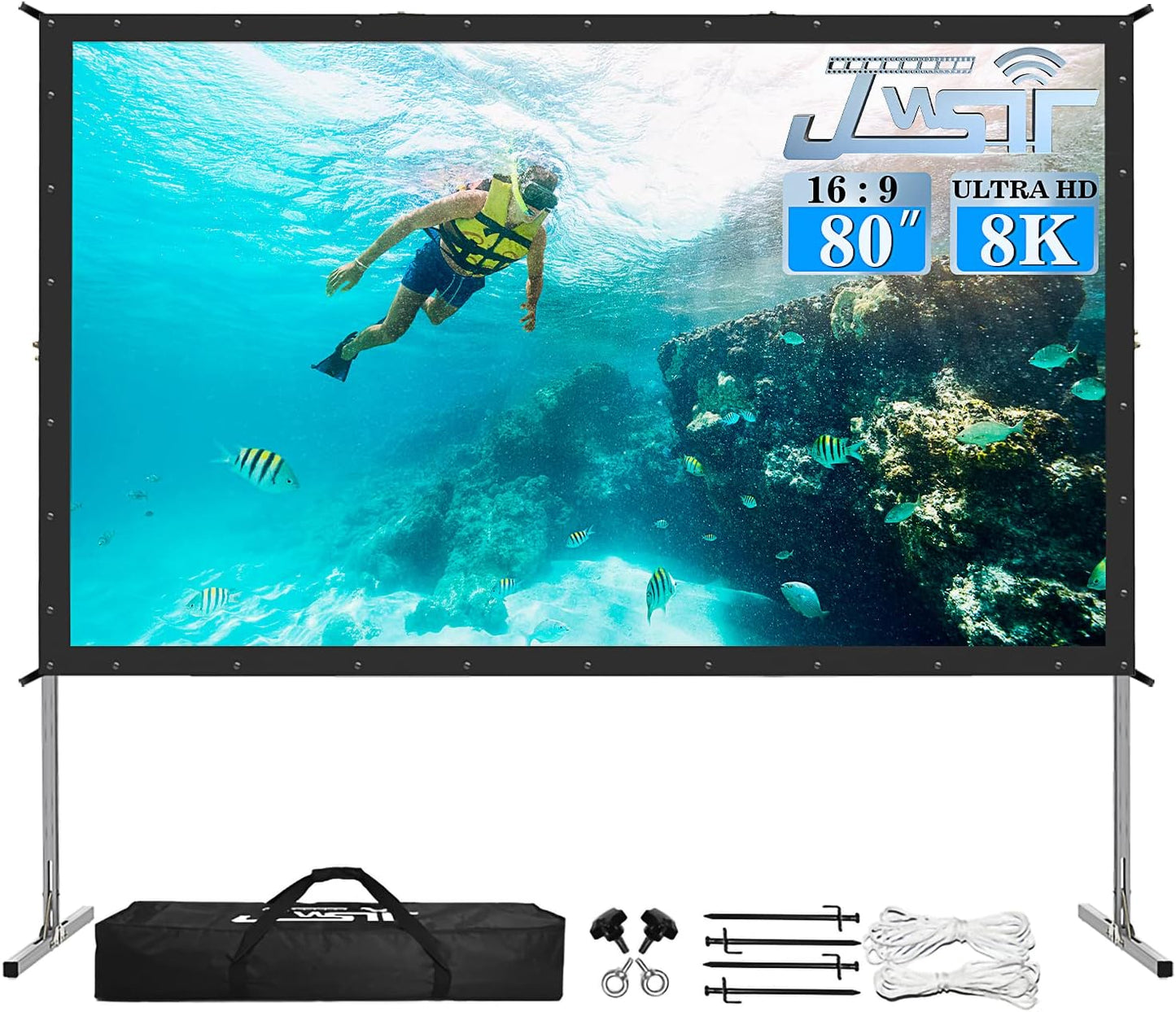 80 Inch Outdoor Projector Screen with Stand for Home Theater