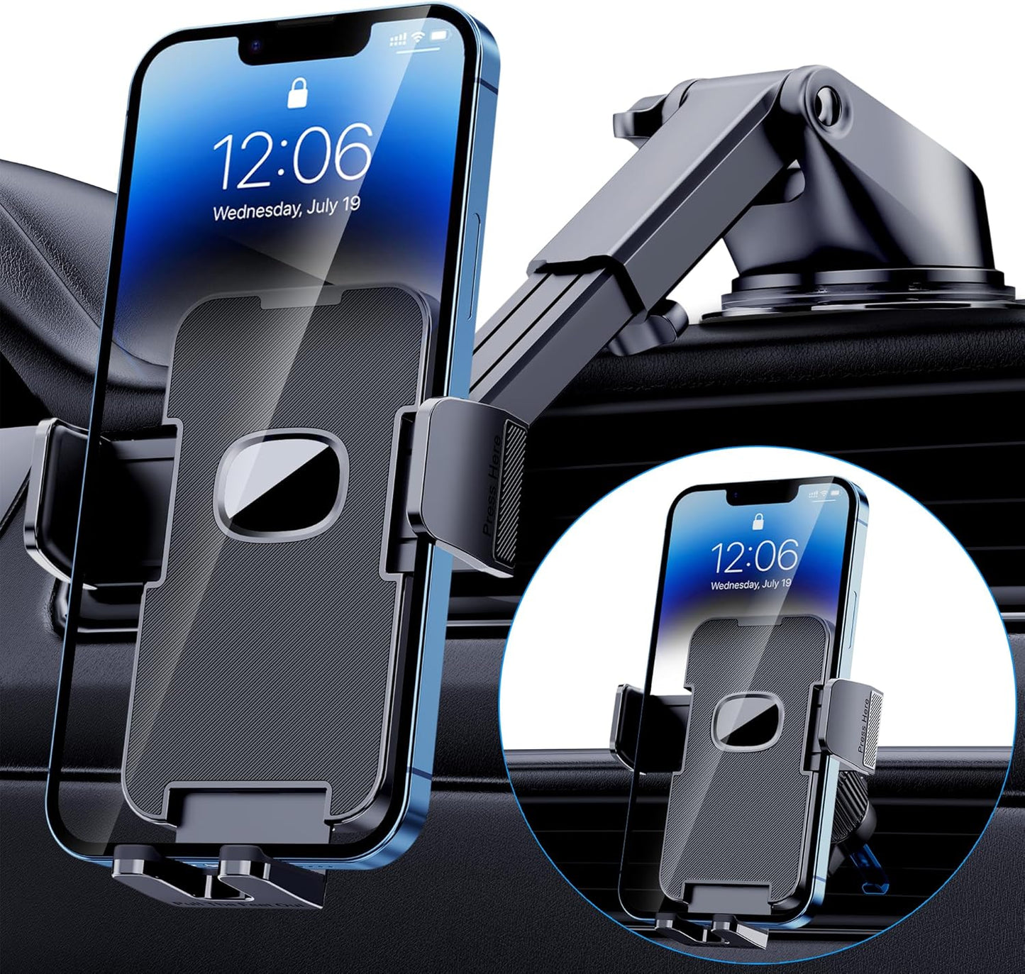 GUWEZ iPhone Car Mount - Powerful Suction & Case Friendly