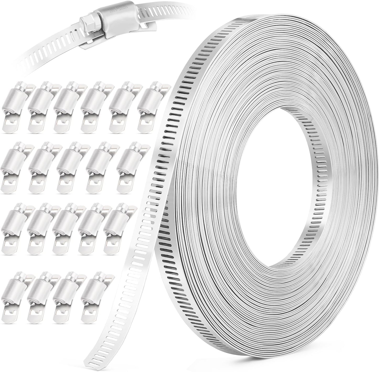 50FT Hose Clamps Assortment Kit for DIY Metal Strapping Projects