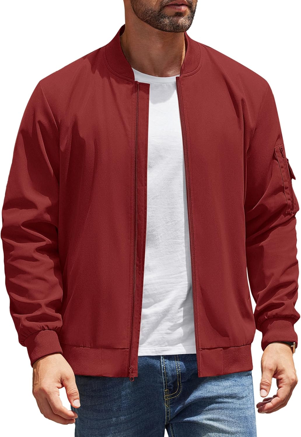 Men's Lightweight Bomber Jacket for Casual Spring and Fall Wear