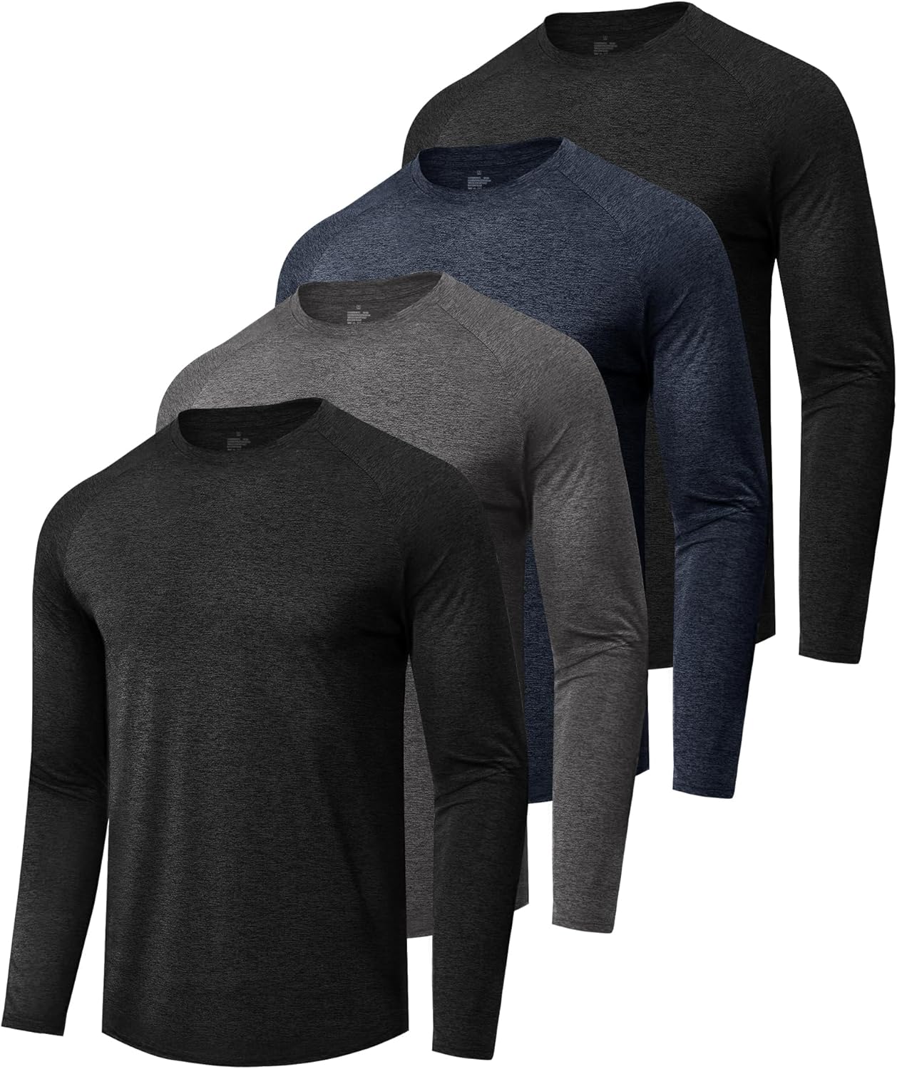 4 Pack Quick Dry Long Sleeve Shirts for Men - Sun Protection & Gym