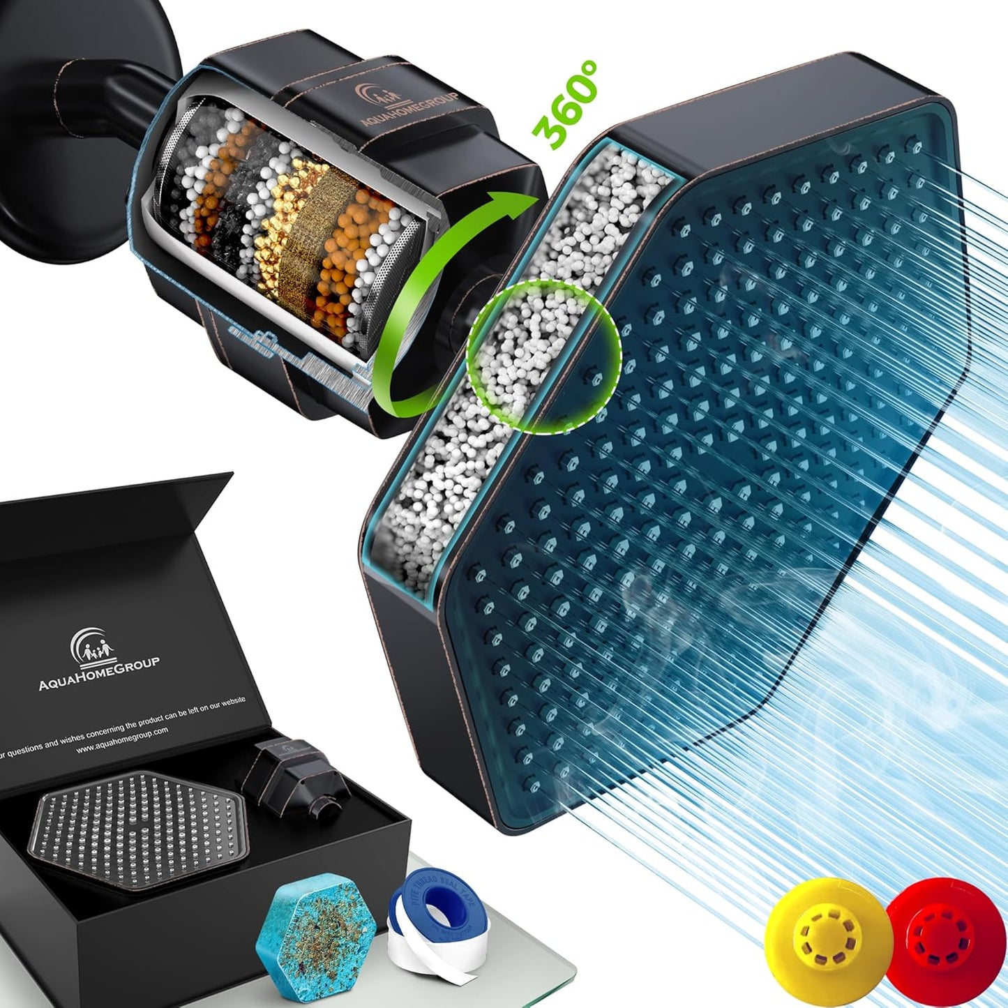 AquaHomeGroup Luxury Filtered Shower Head Set for Spa Experience