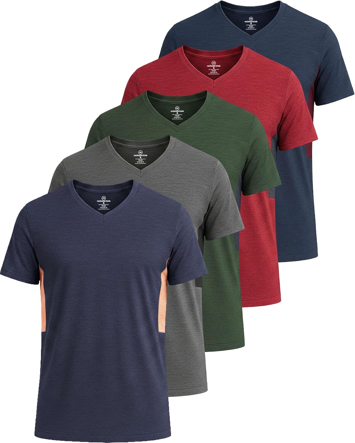 Mens V-Neck Dry-Fit Performance T-Shirt 5 Pack for Activewear