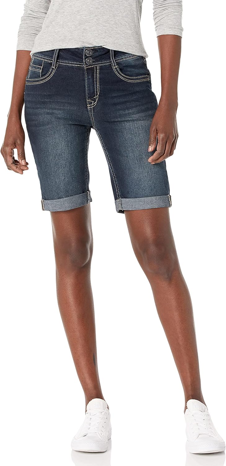 WallFlower Women's Luscious Curvy 9-inch Mid-Rise Bermuda Shorts