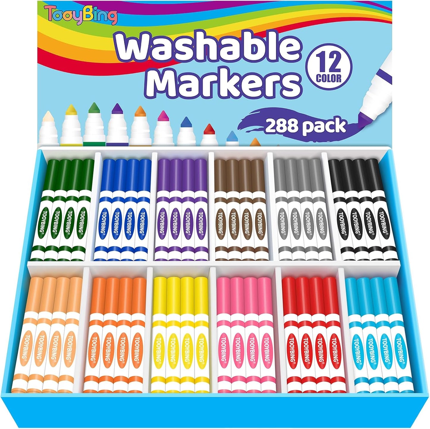 Washable Markers Bulk Set of 288 for Kids Classroom Art