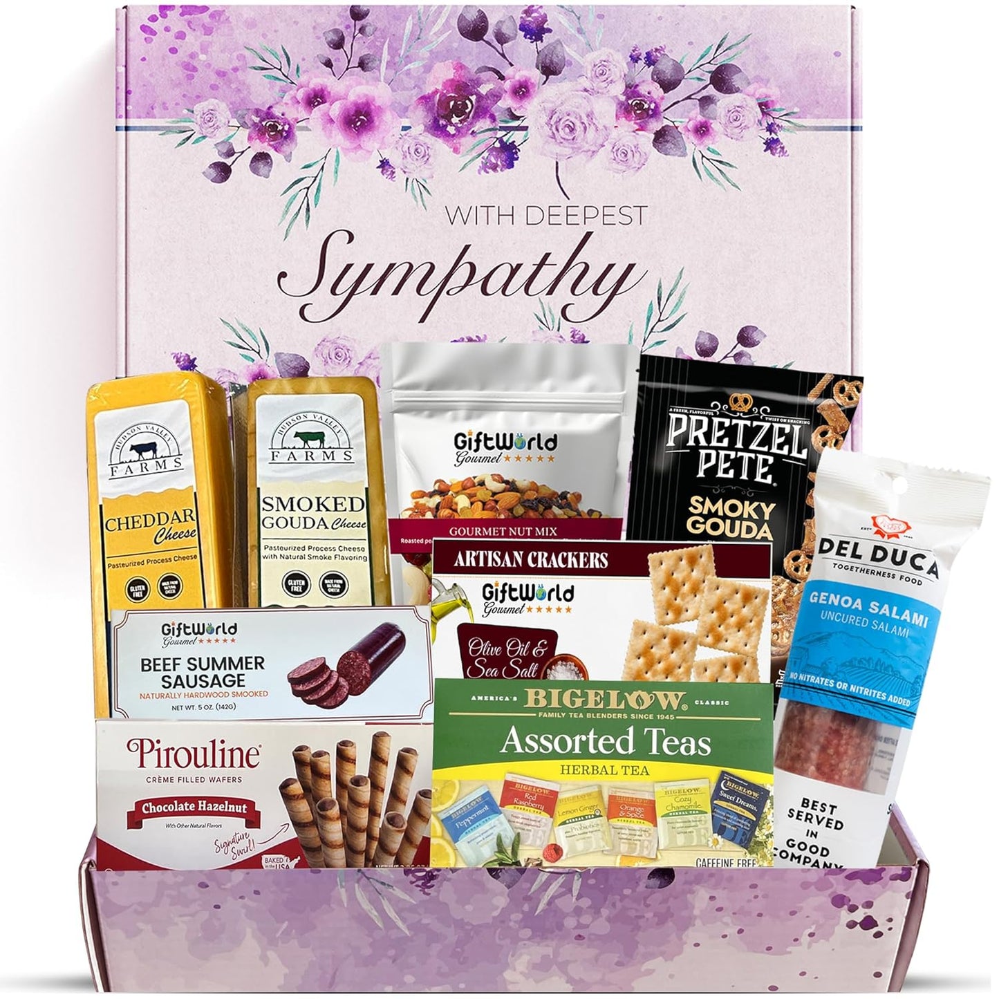 Sympathy Gift Baskets - Gourmet Meat and Cheese Care Package