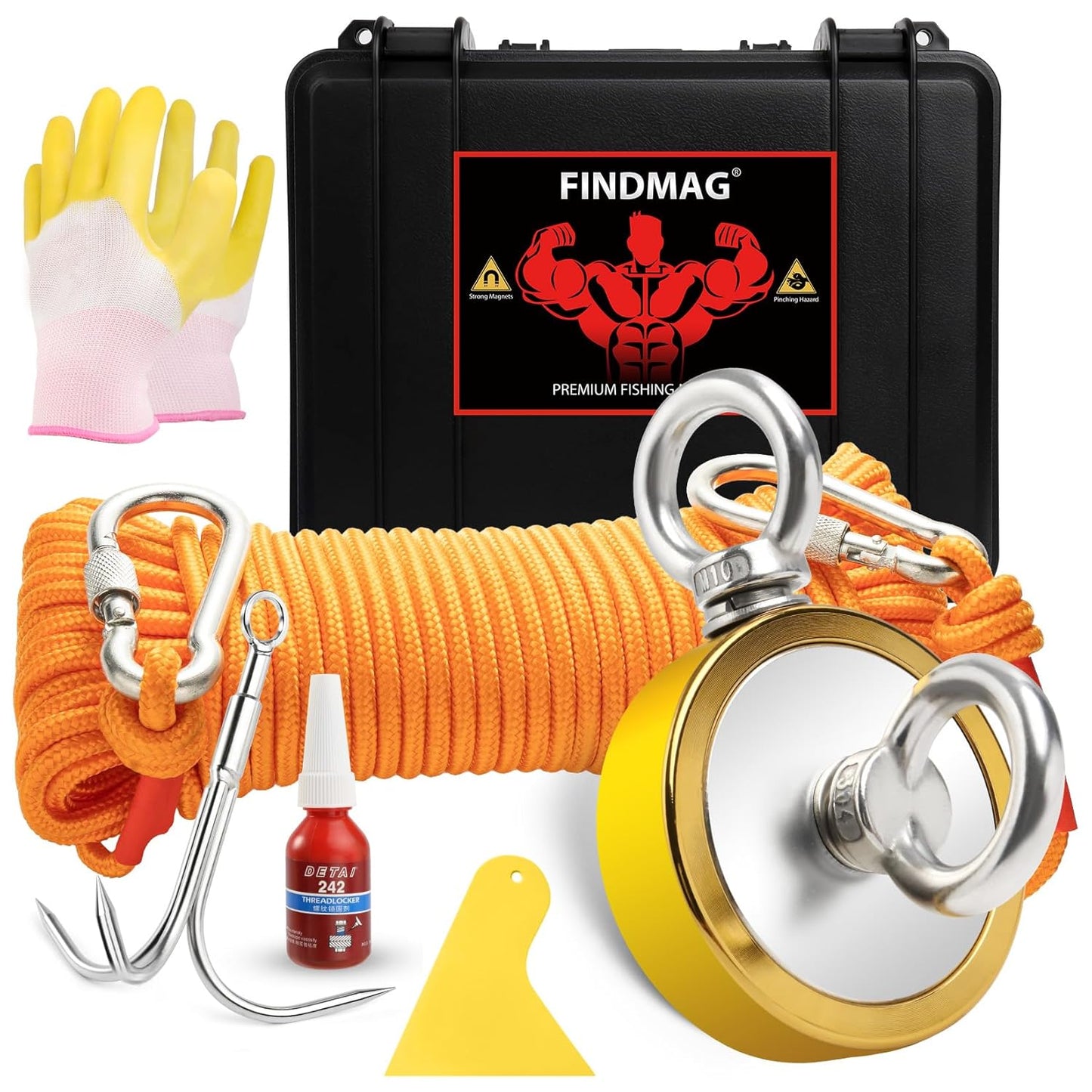 FINDMAG Double Sided Magnet Fishing Kit for 1000 lbs Retrieval