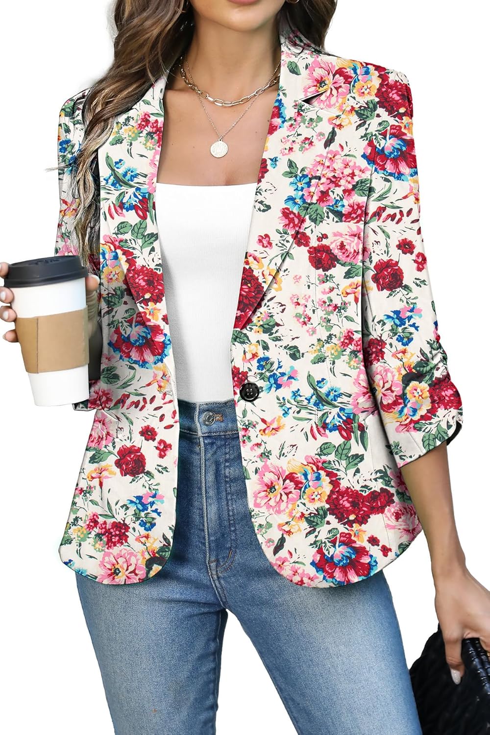 ELLEVEN Women's Ruched Blazers for Stylish Business Casual Wear