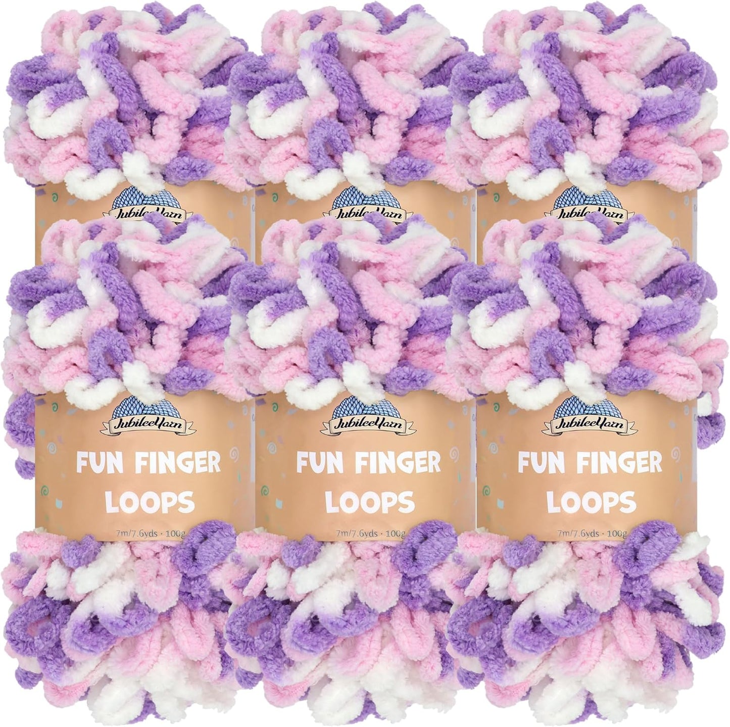 JubileeYarn Fun Finger Loops Yarn - Jumbo Polyester in 6 Skeins