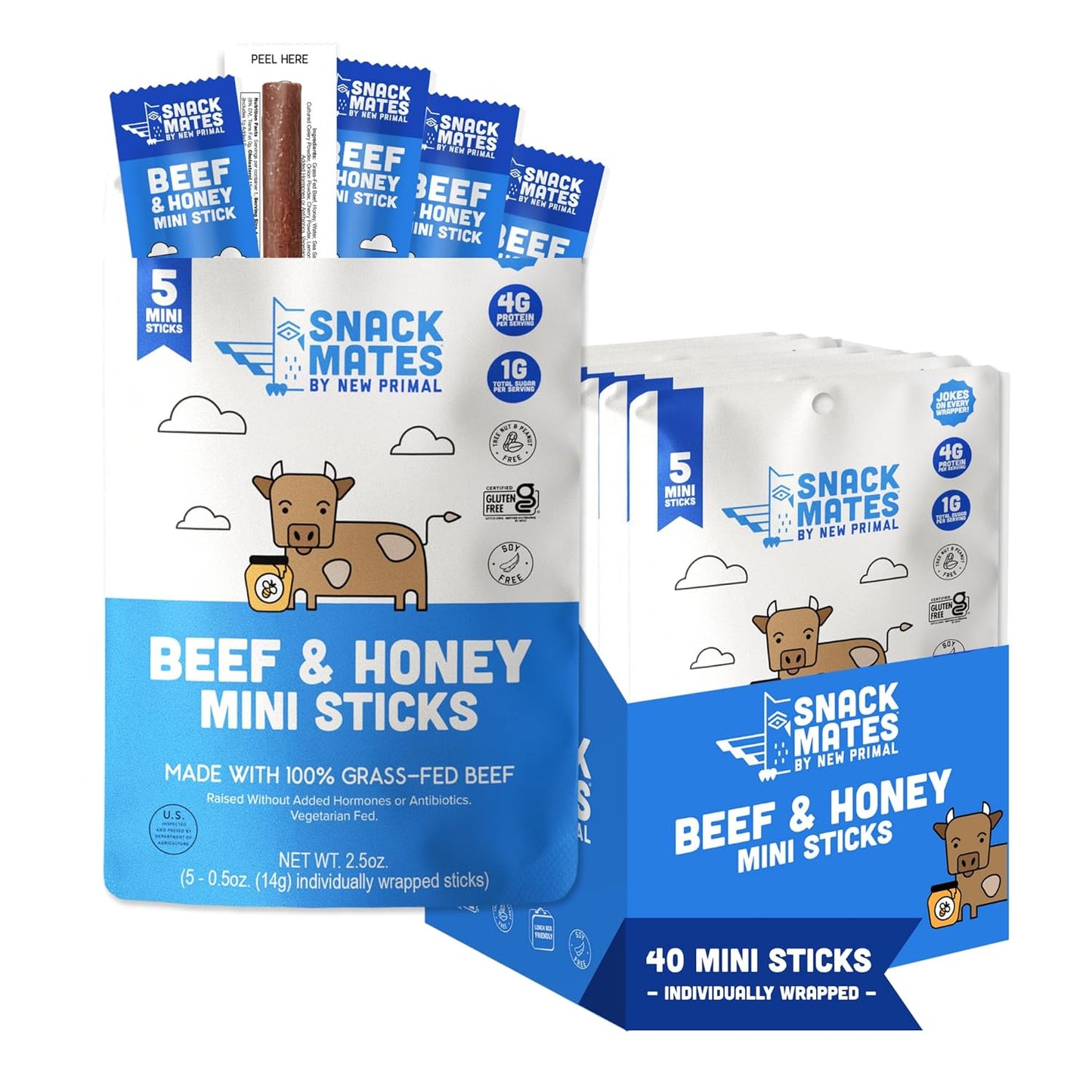Snack Mates Beef & Honey Sticks - Healthy Kids Snacks