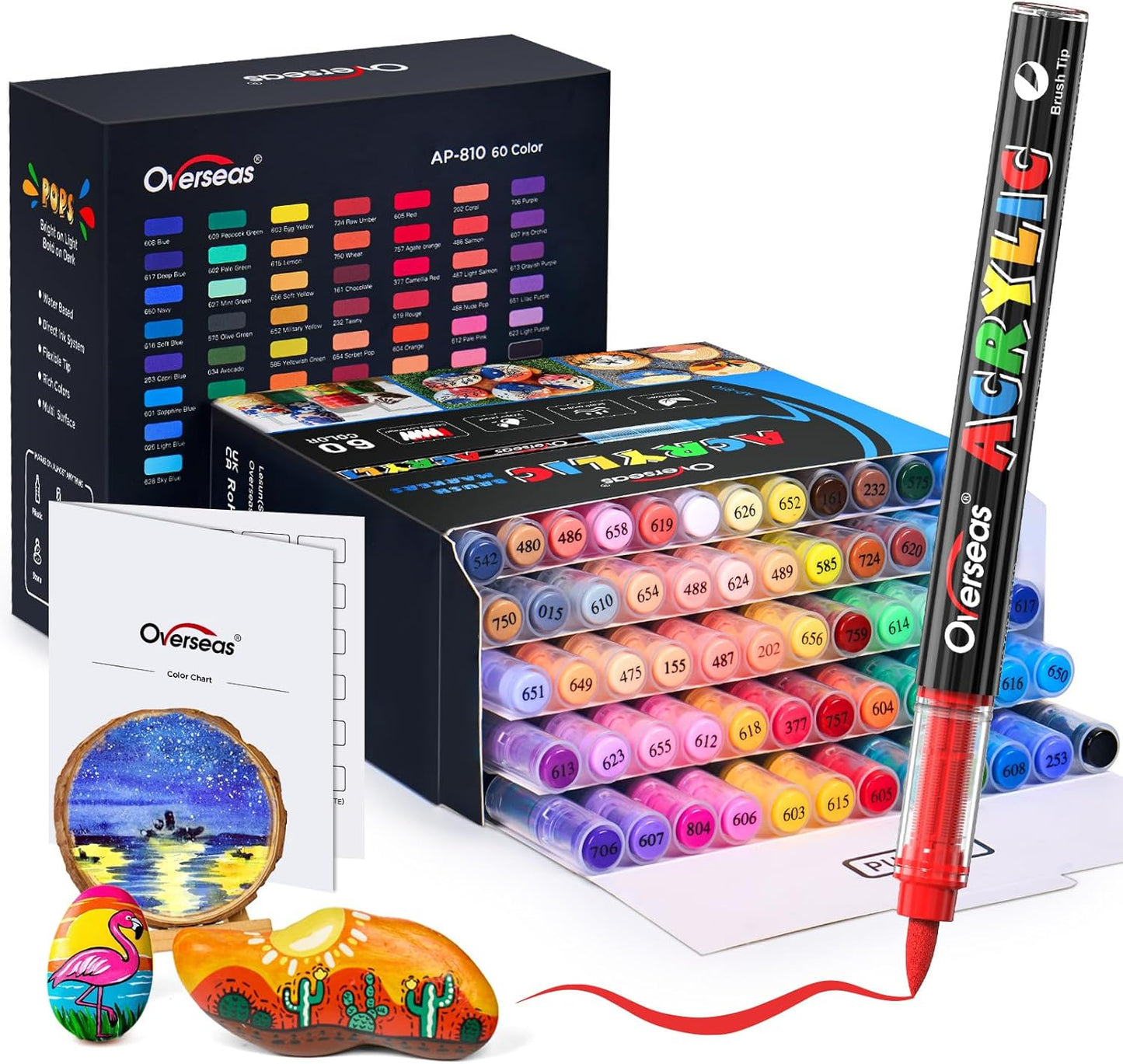 Overseas Acrylic Paint Markers 60 Colors for Creative Projects