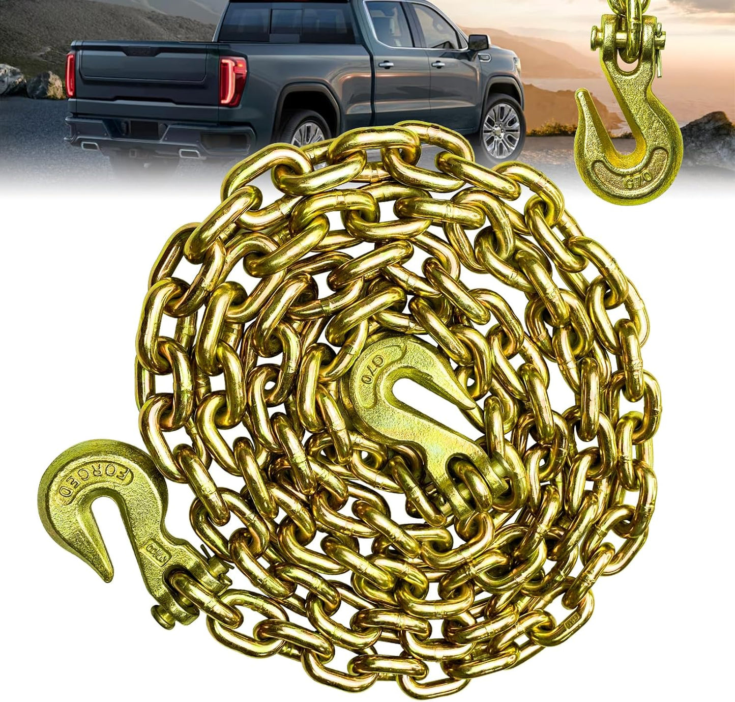 G80 Transport Binder Chain 3/8 Inch x 10 Foot for Heavy Duty Use