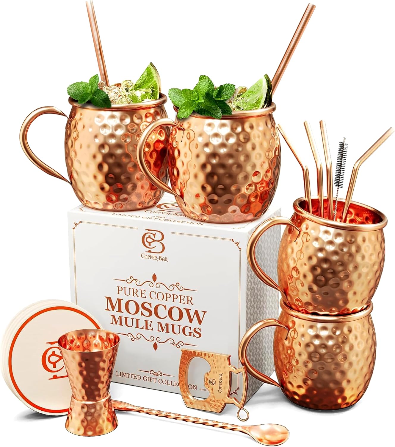 Moscow Mule Copper Mugs Set of 4 - Unique Handcrafted Gift