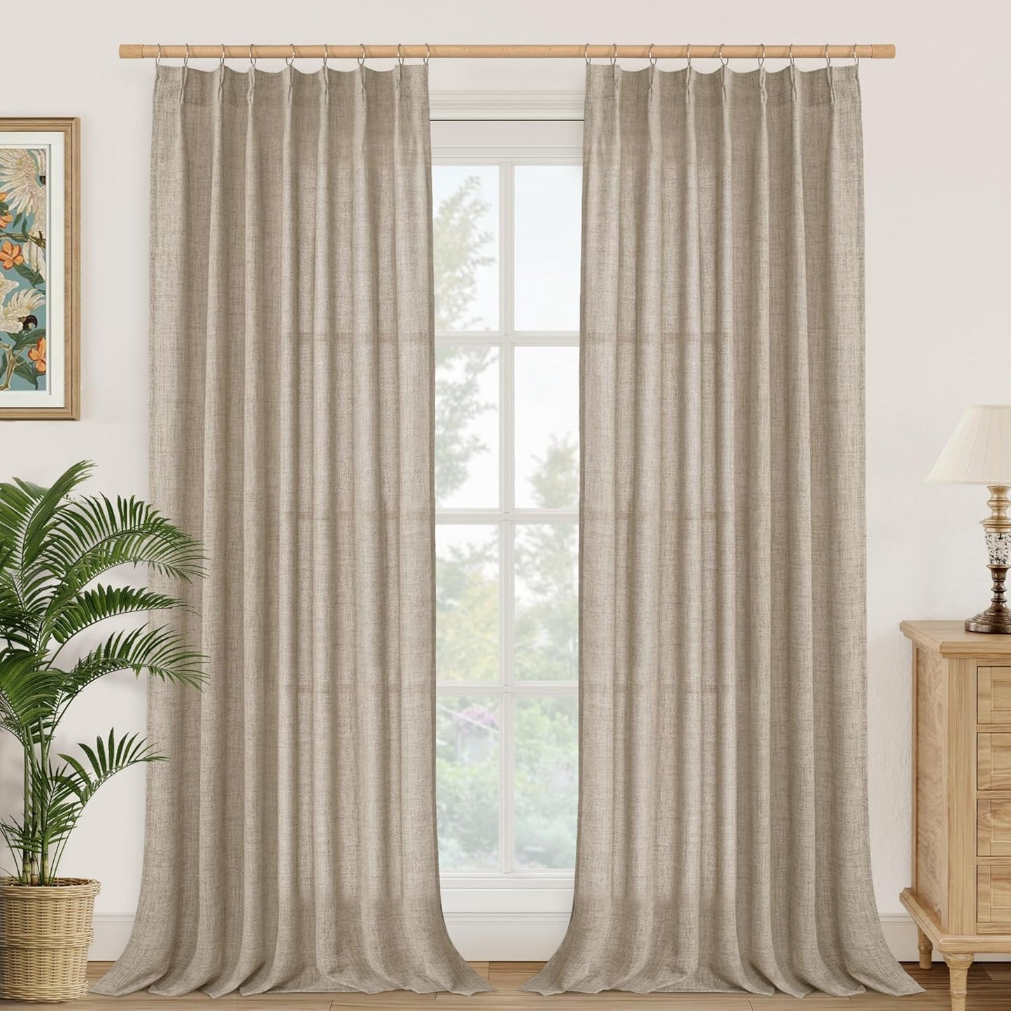 Elegant 90 Inch Length Linen Curtains for Living Room Decor
