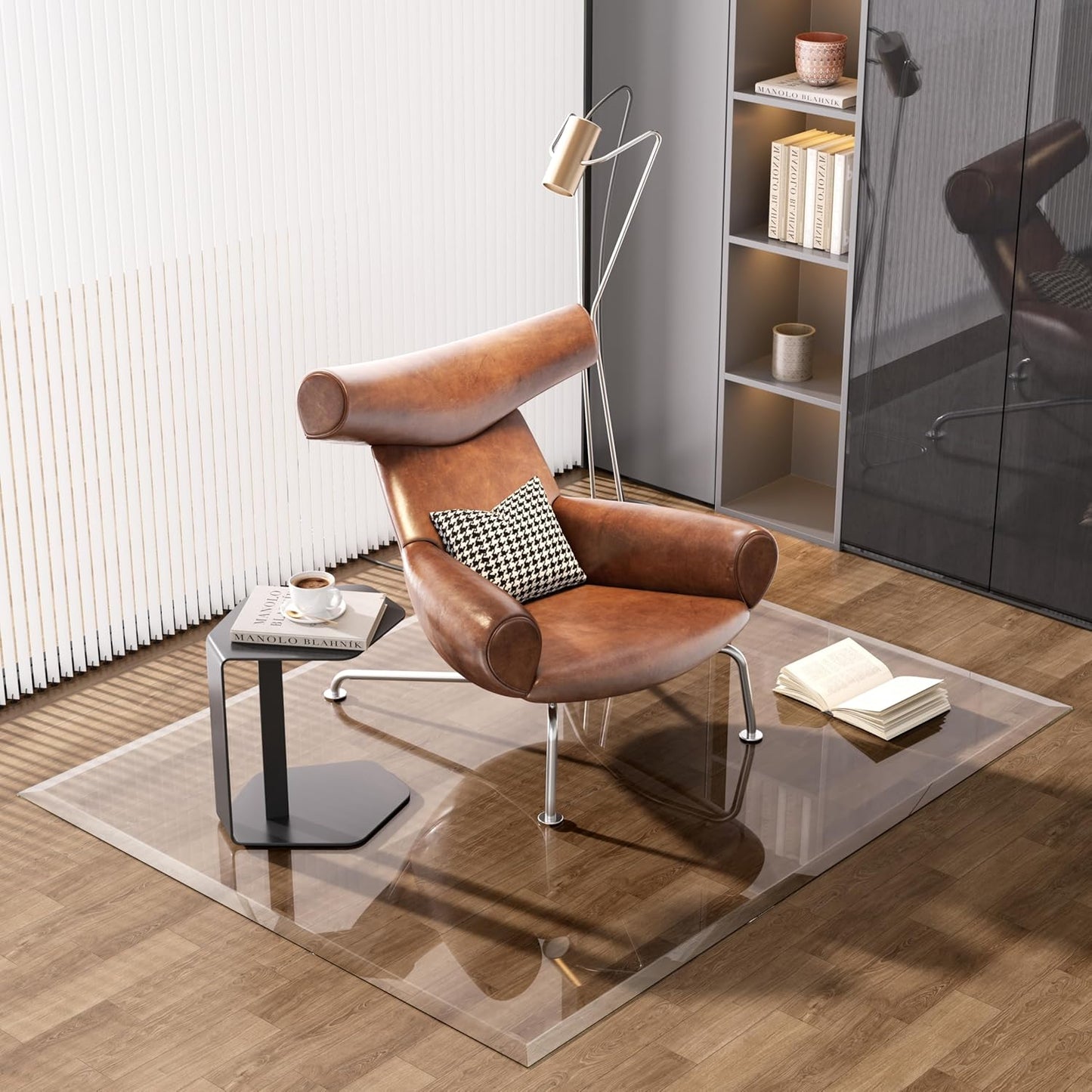 Tempered Glass Chair Mat 59x47 with Beveled Edge Design