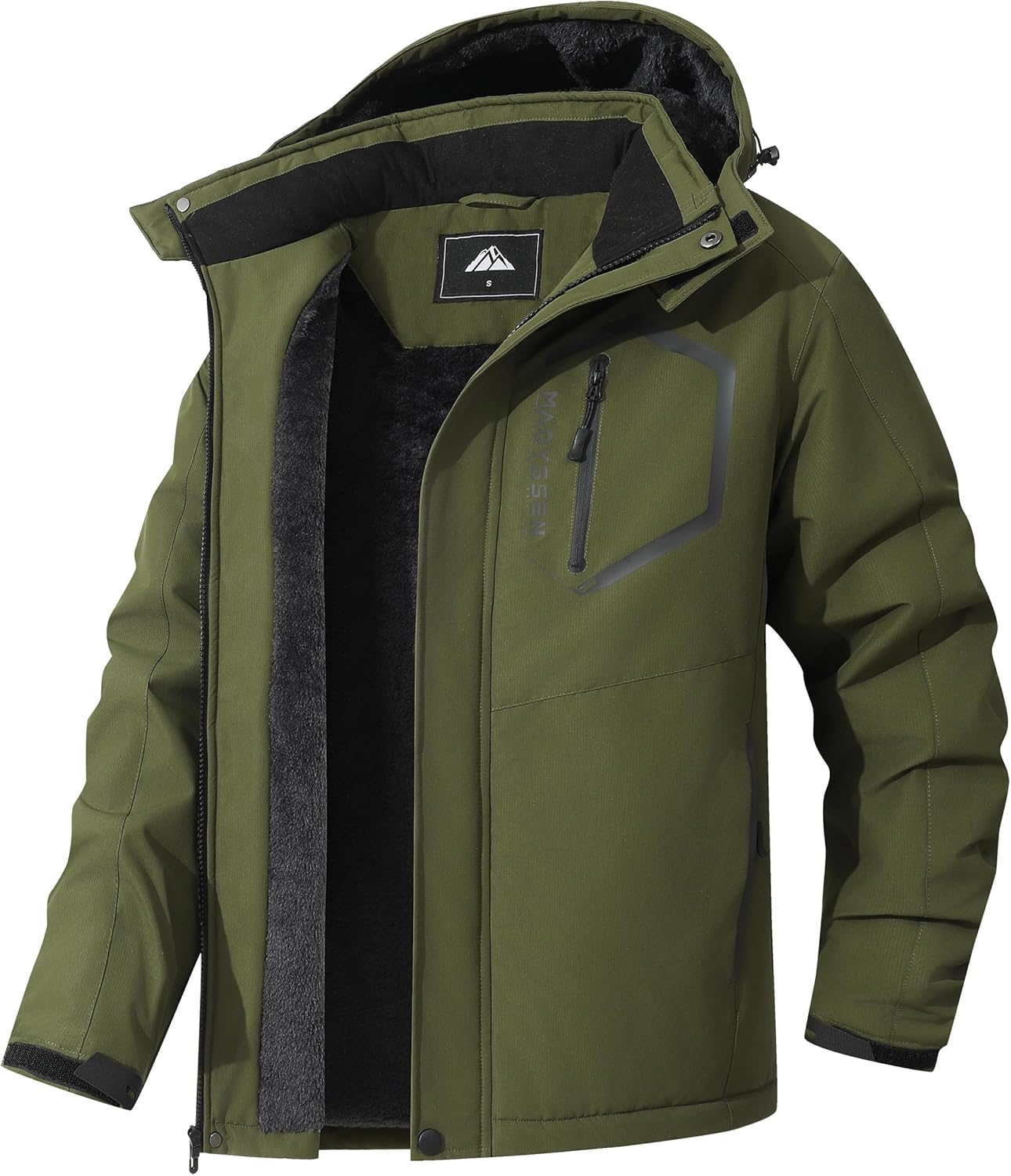 Men's Mountain Ski Jacket Waterproof Warm Fleece Lining Parka