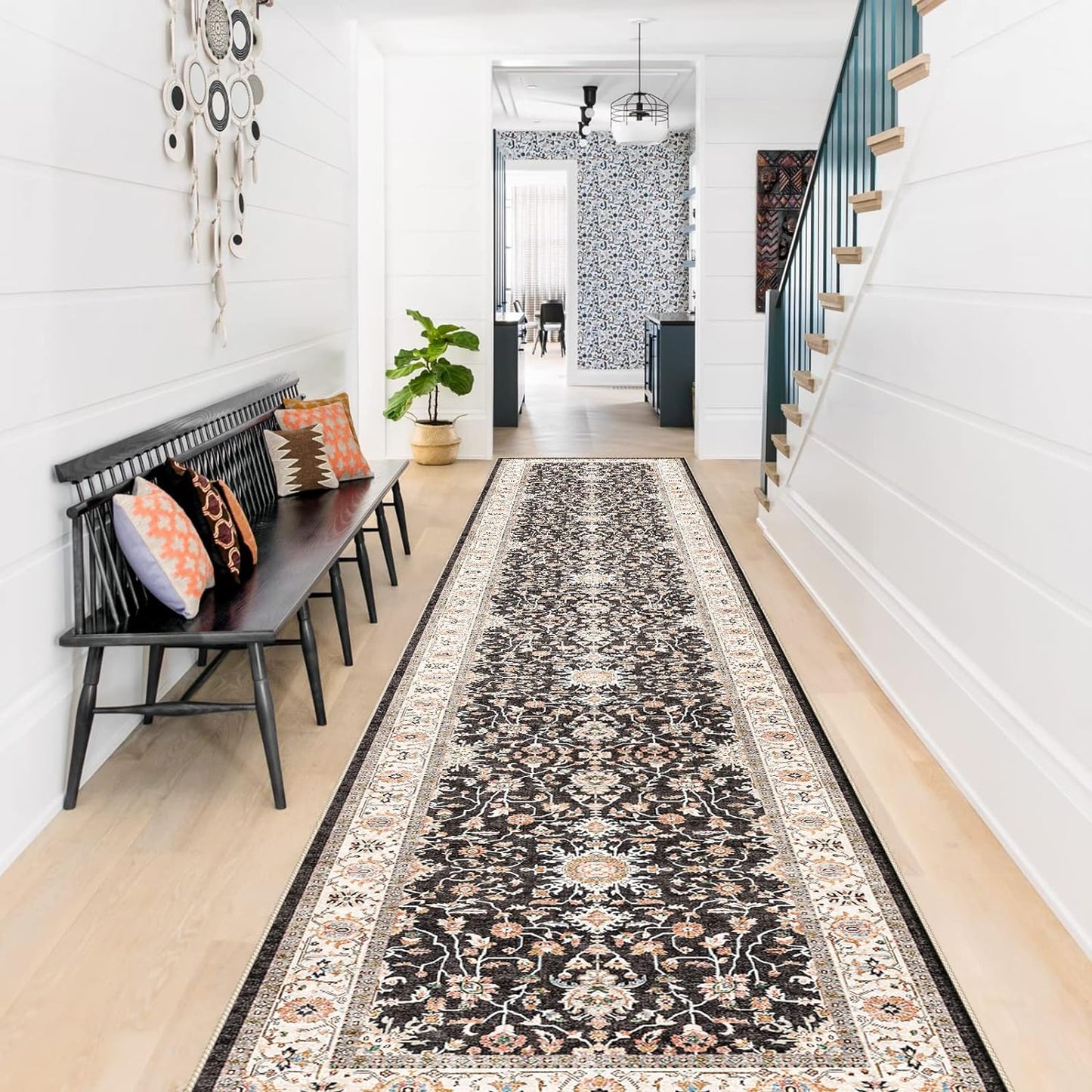 Washable Runner Rug 2x12 for Hallway and Kitchen - Non Skid