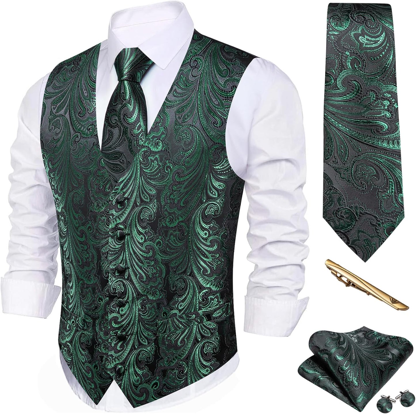 Barry.Wang Men Christmas Vest Set for Holiday Celebrations