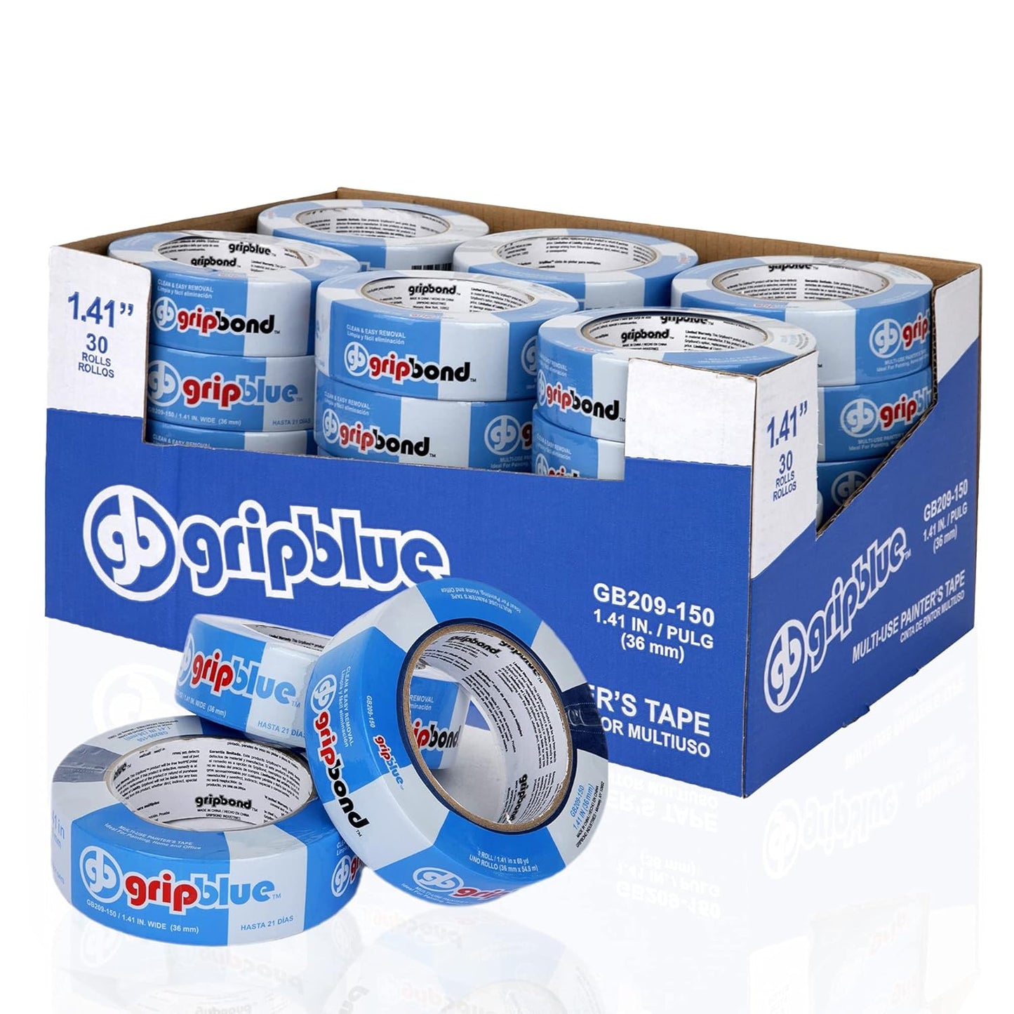 Blue Painters Tape for Precise Lines - 30 Rolls, 1.5 Inch